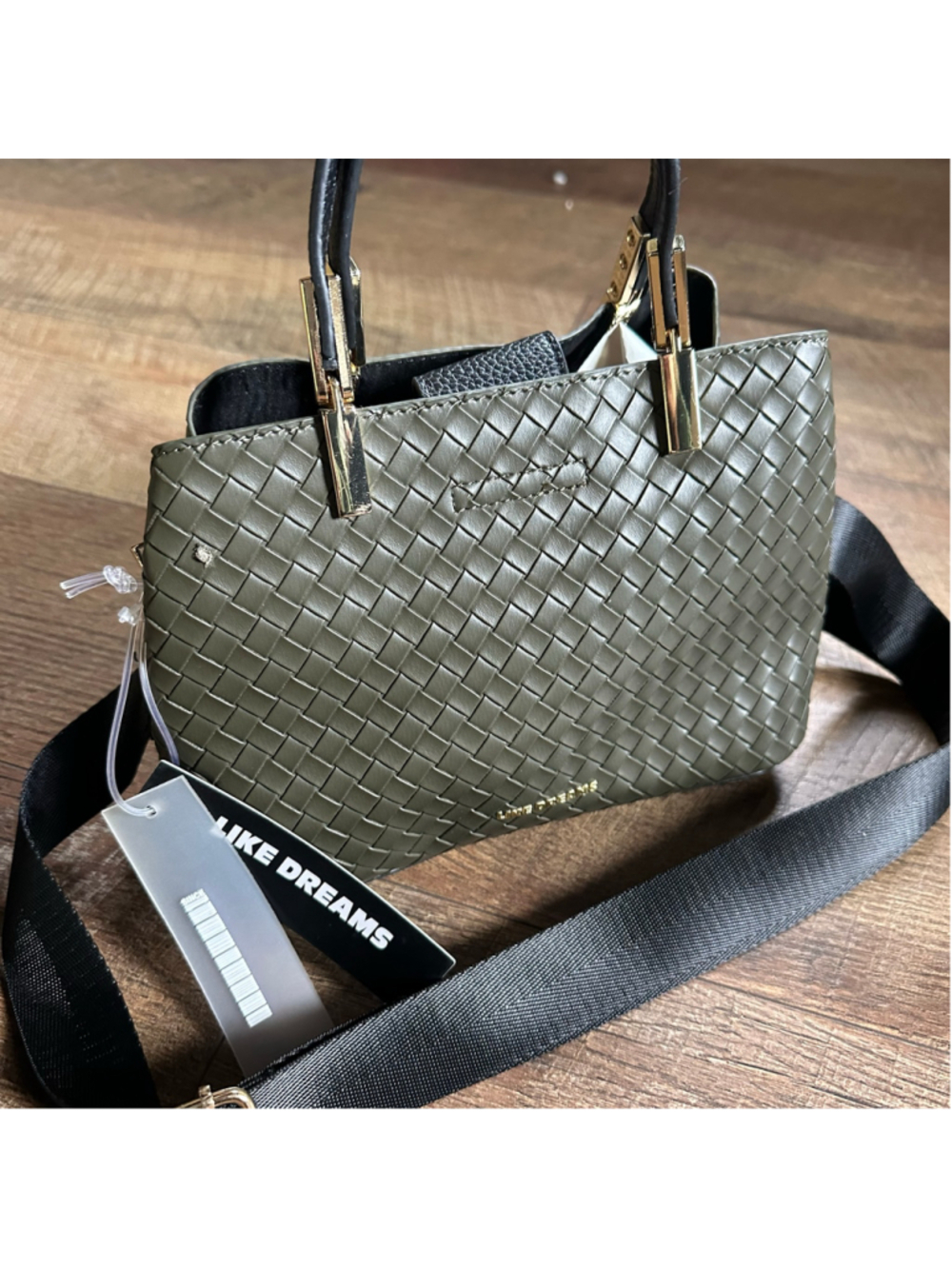 Women's LIKE DREAMS Olive Green Woven Crossbody Bag
